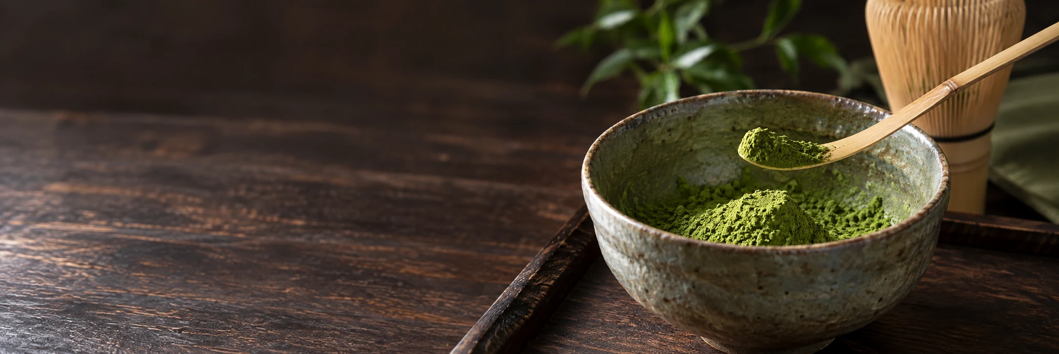 茶杓ですくったきめ細かな抹茶のイメージ